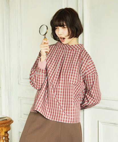 GJBDD33180 Jocomomola 【2WAY】 Sillin ギンガムチェック オーバーブラウス