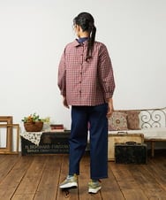 GJBDD33180 Jocomomola(ホコモモラ) 【先行予約】2WAY ギンガムチェック オーバーブラウス レッド