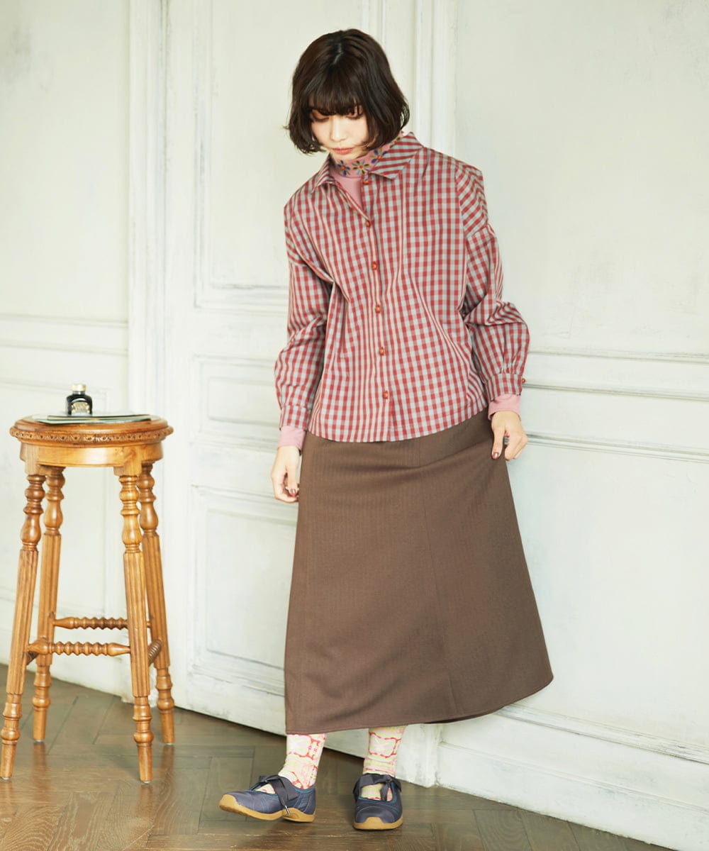 GJBDD33180 Jocomomola(ホコモモラ) 【2WAY】 Sillin ギンガムチェック オーバーブラウス レッド