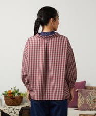 GJBDD33180 Jocomomola(ホコモモラ) 【先行予約】2WAY ギンガムチェック オーバーブラウス レッド