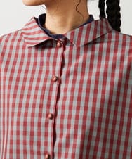 GJBDD33180 Jocomomola(ホコモモラ) 【先行予約】2WAY ギンガムチェック オーバーブラウス レッド