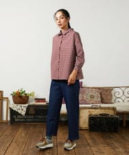 GJBDD33180 Jocomomola(ホコモモラ) 【先行予約】2WAY ギンガムチェック オーバーブラウス レッド