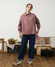 GJBDD33180 Jocomomola(ホコモモラ) 【先行予約】2WAY ギンガムチェック オーバーブラウス レッド