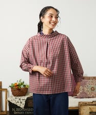 GJBDD33180 Jocomomola(ホコモモラ) 【先行予約】2WAY ギンガムチェック オーバーブラウス レッド