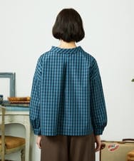 GJBDD33180 Jocomomola(ホコモモラ) 【2WAY】 Sillin ギンガムチェック オーバーブラウス ブルー