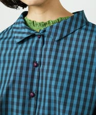 GJBDD33180 Jocomomola(ホコモモラ) 【2WAY】 Sillin ギンガムチェック オーバーブラウス ブルー