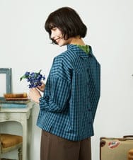 GJBDD33180 Jocomomola(ホコモモラ) 【2WAY】 Sillin ギンガムチェック オーバーブラウス ブルー