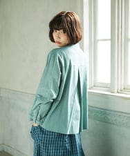 GJBDD34190 Jocomomola(ホコモモラ) Tejido ドッキングスタンドカラーブラウス グリーン