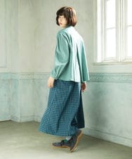 GJBDD34190 Jocomomola(ホコモモラ) Tejido ドッキングスタンドカラーブラウス グリーン