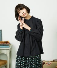 GJBDD34190 Jocomomola(ホコモモラ) Tejido ドッキングスタンドカラーブラウス ブラック
