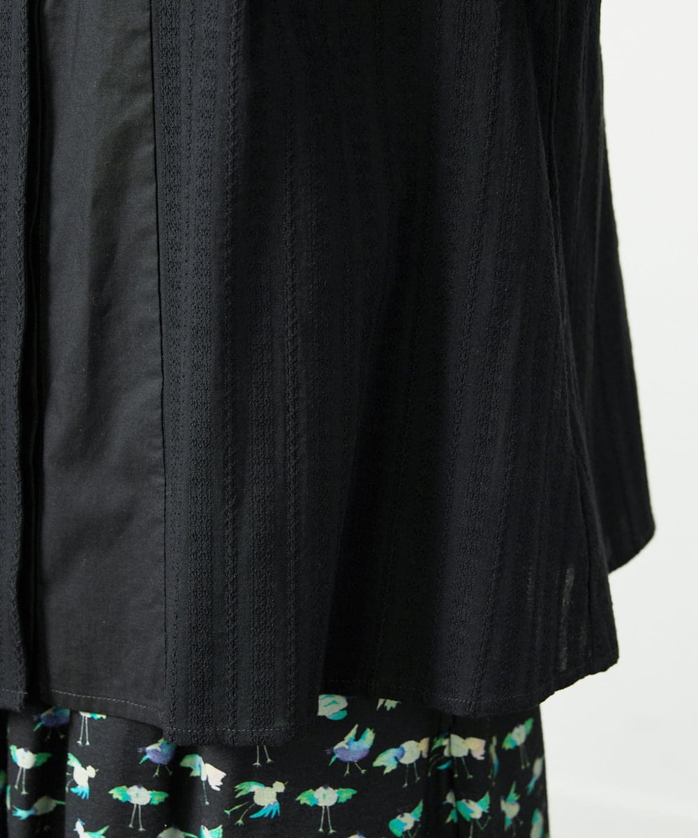 GJBDD34190 Jocomomola(ホコモモラ) Tejido ドッキングスタンドカラーブラウス ブラック