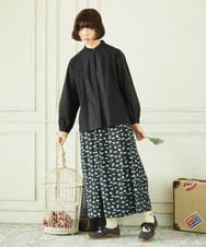 GJBDD34190 Jocomomola(ホコモモラ) Tejido ドッキングスタンドカラーブラウス ブラック