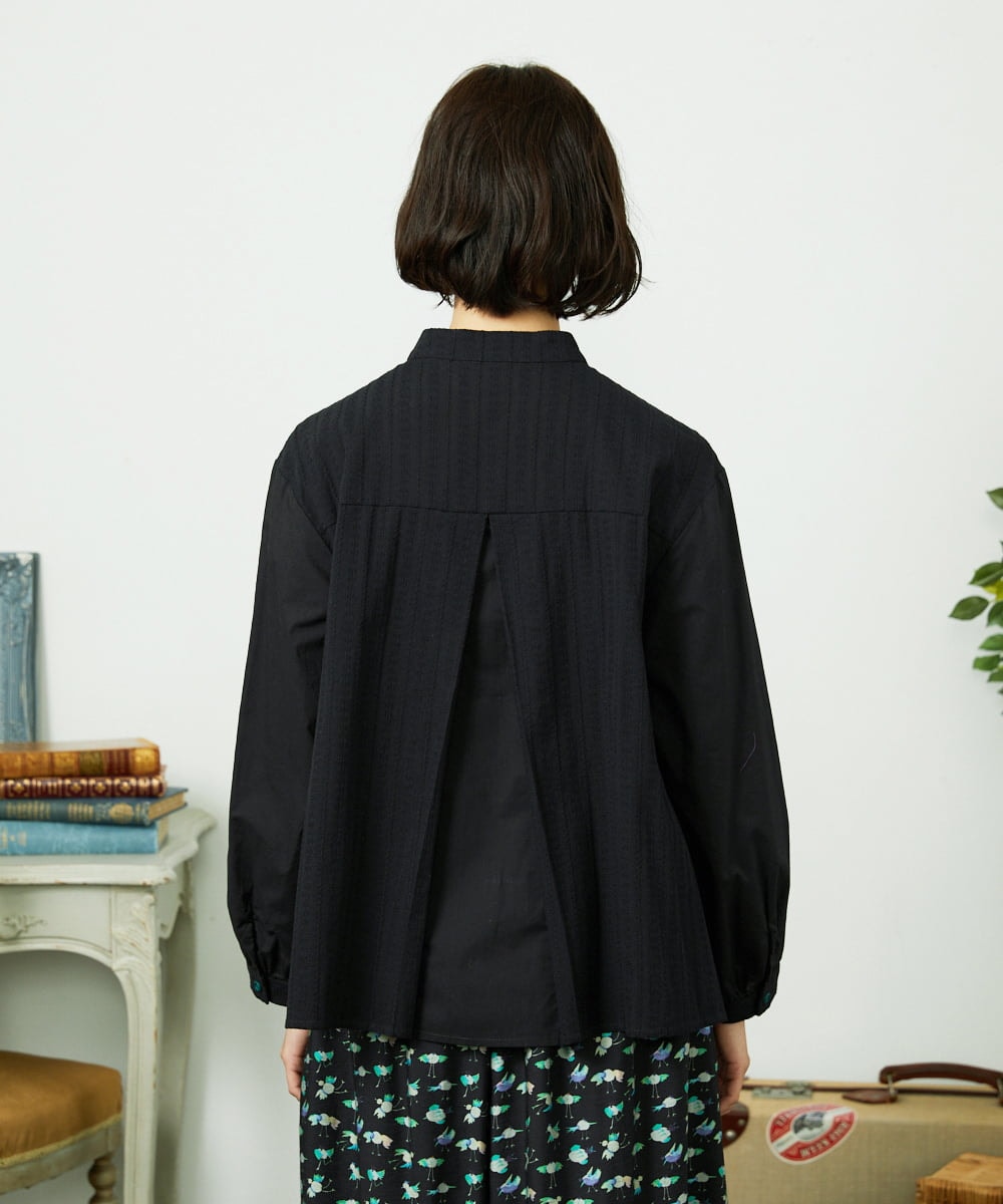 GJBDD34190 Jocomomola(ホコモモラ) Tejido ドッキングスタンドカラーブラウス ブラック