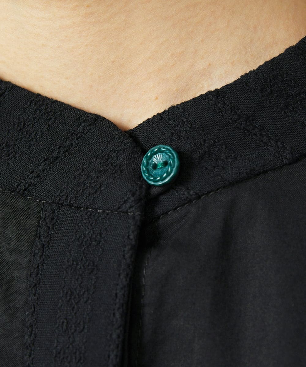 GJBDD34190 Jocomomola(ホコモモラ) Tejido ドッキングスタンドカラーブラウス ブラック