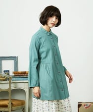 GJBDD35200 Jocomomola(ホコモモラ) Tejido ドッキングロング丈ブラウス グリーン