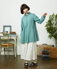 GJBDD35200 Jocomomola(ホコモモラ) Tejido ドッキングロング丈ブラウス グリーン