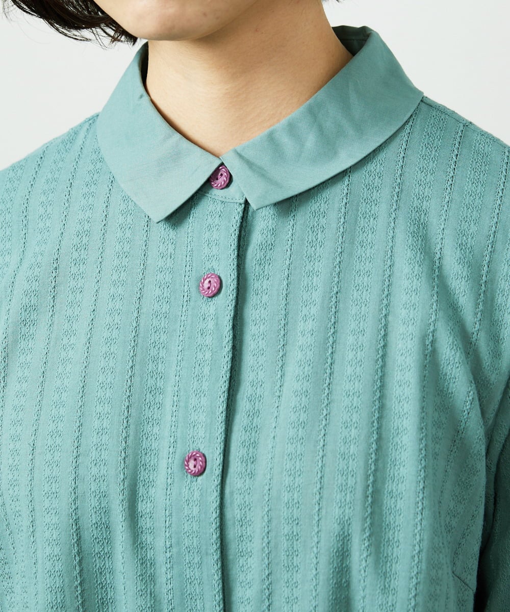 GJBDD35200 Jocomomola(ホコモモラ) Tejido ドッキングロング丈ブラウス グリーン