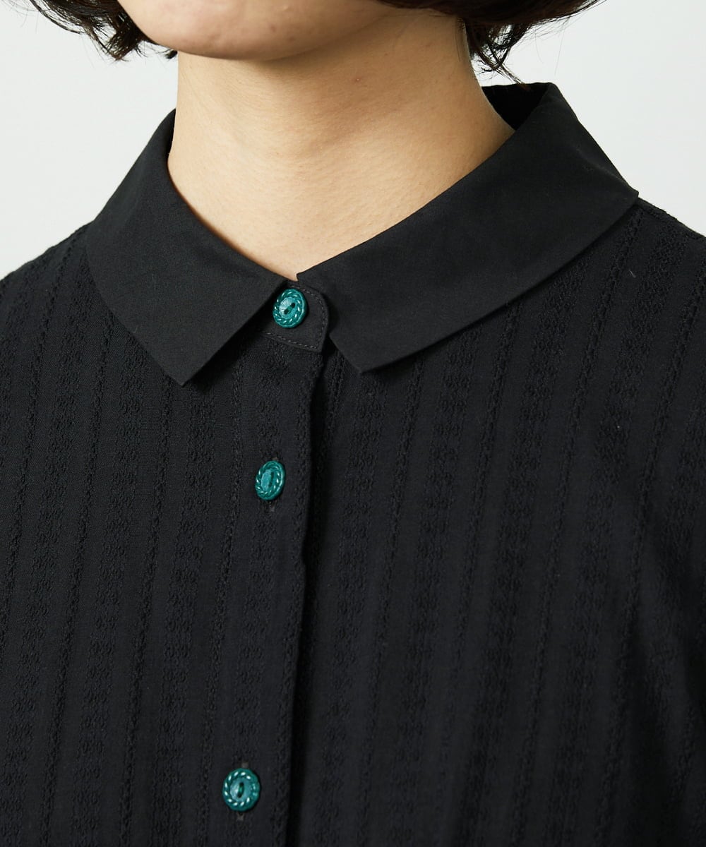 GJBDD35200 Jocomomola(ホコモモラ) Tejido ドッキングロング丈ブラウス ブラック