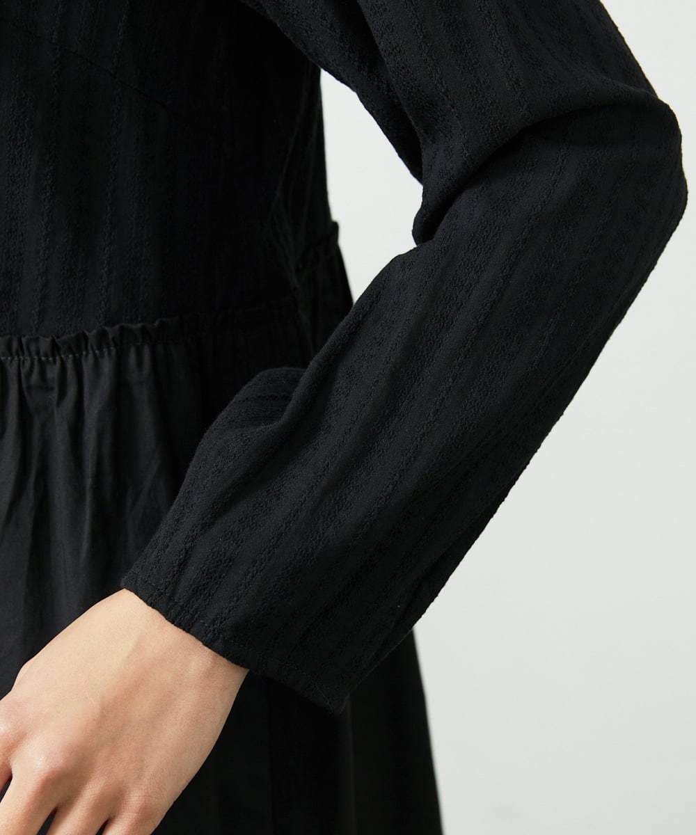 GJBDD35200 Jocomomola(ホコモモラ) Tejido ドッキングロング丈ブラウス ブラック