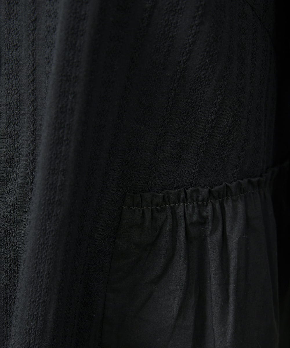 GJBDD35200 Jocomomola(ホコモモラ) Tejido ドッキングロング丈ブラウス ブラック