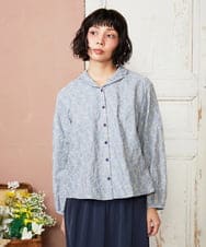 GJBDE41240 Jocomomola(ホコモモラ) フラワースカラップ総刺繍ブラウス ライトブルー