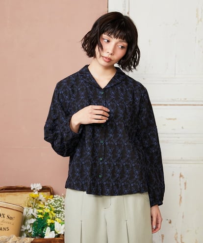 GJBDE41240 Jocomomola フラワースカラップ総刺繍ブラウス