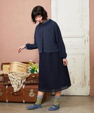 GJBDE44180 Jocomomola(ホコモモラ) RIO 襟付き楊柳ブラウス ネイビー