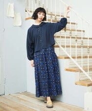 GJBDE44180 Jocomomola(ホコモモラ) RIO 襟付き楊柳ブラウス ネイビー