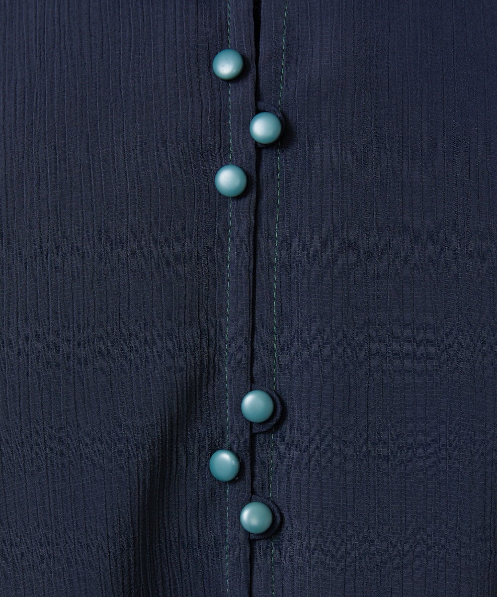 GJBDE44180 Jocomomola(ホコモモラ) RIO 襟付き楊柳ブラウス ネイビー