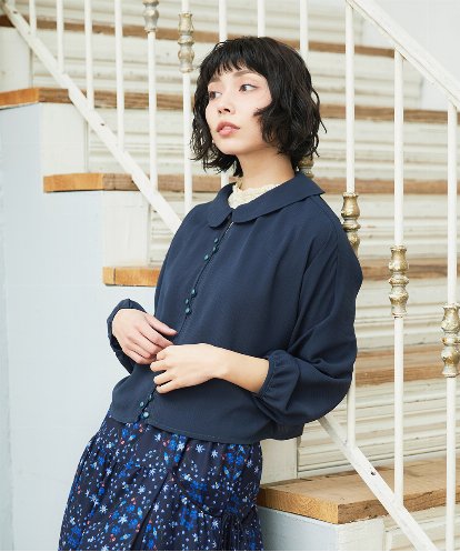 GJBDE44180  RIO 襟付き楊柳ブラウス