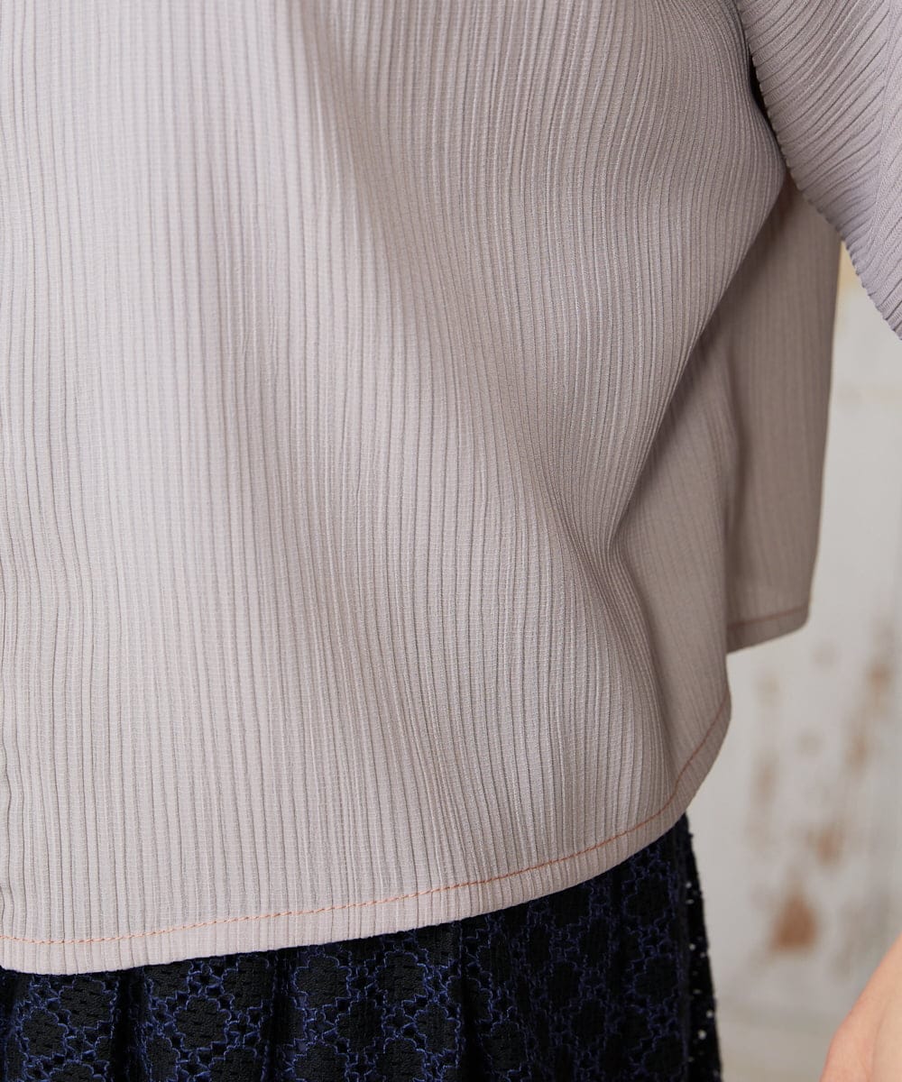 GJBDE44180 Jocomomola(ホコモモラ) RIO 襟付き楊柳ブラウス ライトグレー