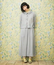 GJBDE44180 Jocomomola(ホコモモラ) RIO 襟付き楊柳ブラウス ライトグレー