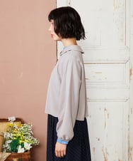 GJBDE44180 Jocomomola(ホコモモラ) RIO 襟付き楊柳ブラウス ライトグレー