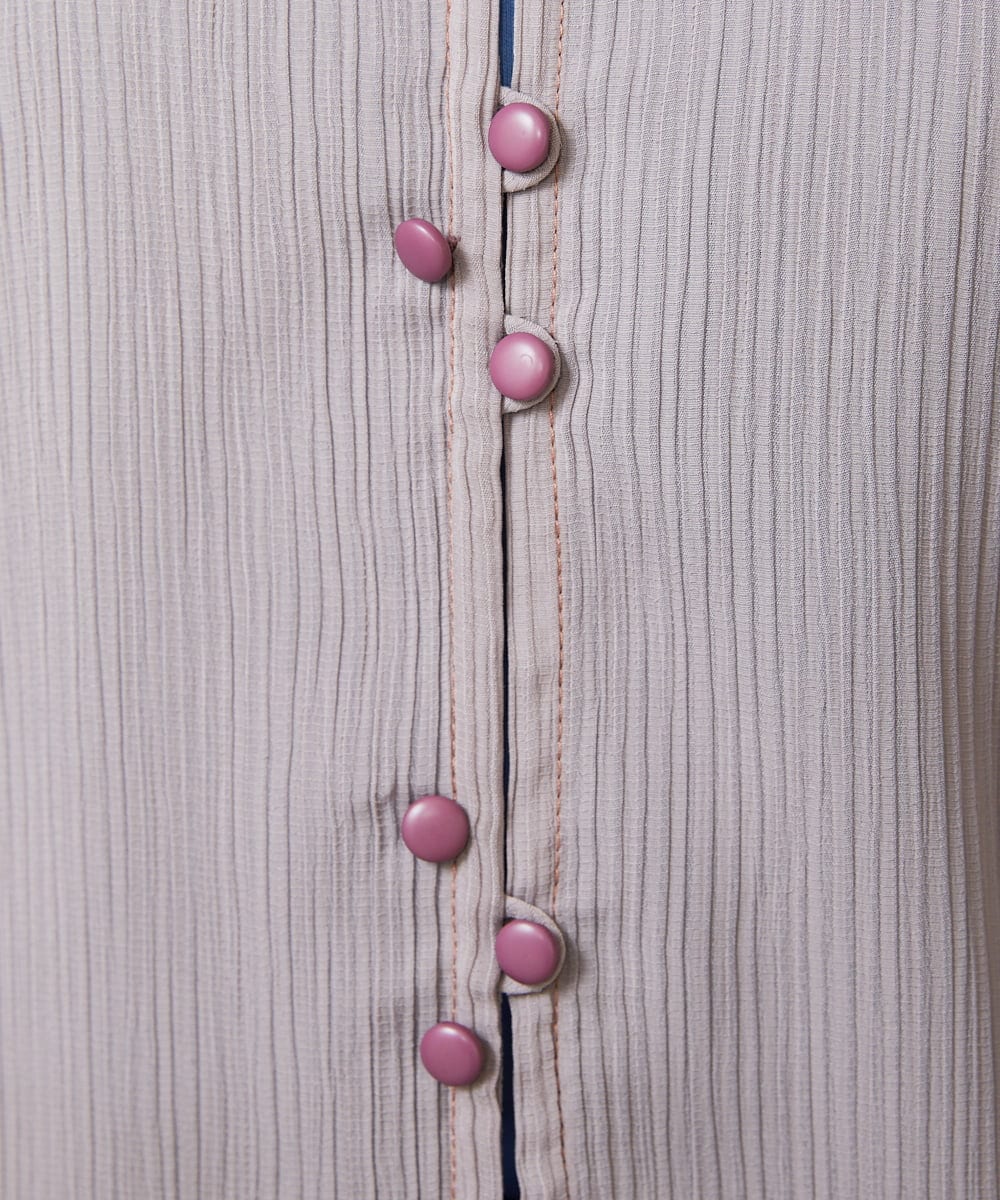 GJBDE44180 Jocomomola(ホコモモラ) RIO 襟付き楊柳ブラウス ライトグレー