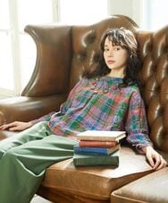 GJBFA32220 Jocomomola(ホコモモラ) Vistoso シアーチェックプルオーバーブラウス パープル