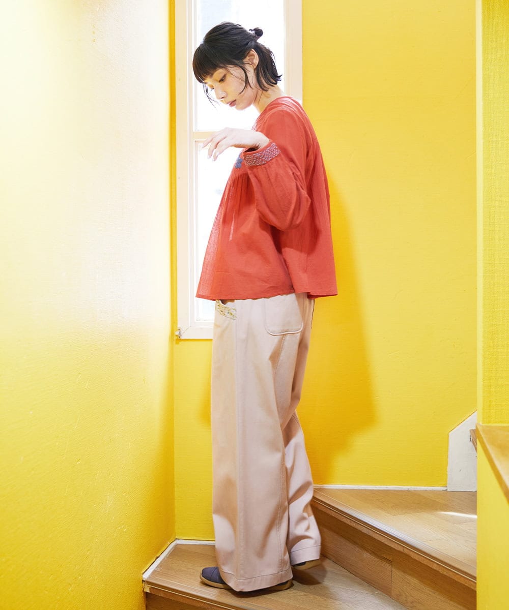 GJBFD01200 Jocomomola(ホコモモラ) Baile animal アニマル刺繍ブラウス レッド