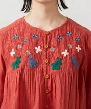 GJBFD01200 Jocomomola(ホコモモラ) Baile animal アニマル刺繍ブラウス レッド