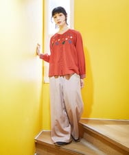 GJBFD01200 Jocomomola(ホコモモラ) Baile animal アニマル刺繍ブラウス レッド