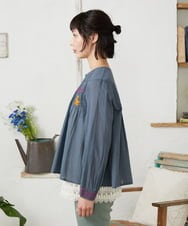 GJBFD01200 Jocomomola(ホコモモラ) Baile animal アニマル刺繍ブラウス グレー