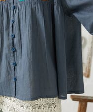 GJBFD01200 Jocomomola(ホコモモラ) Baile animal アニマル刺繍ブラウス グレー