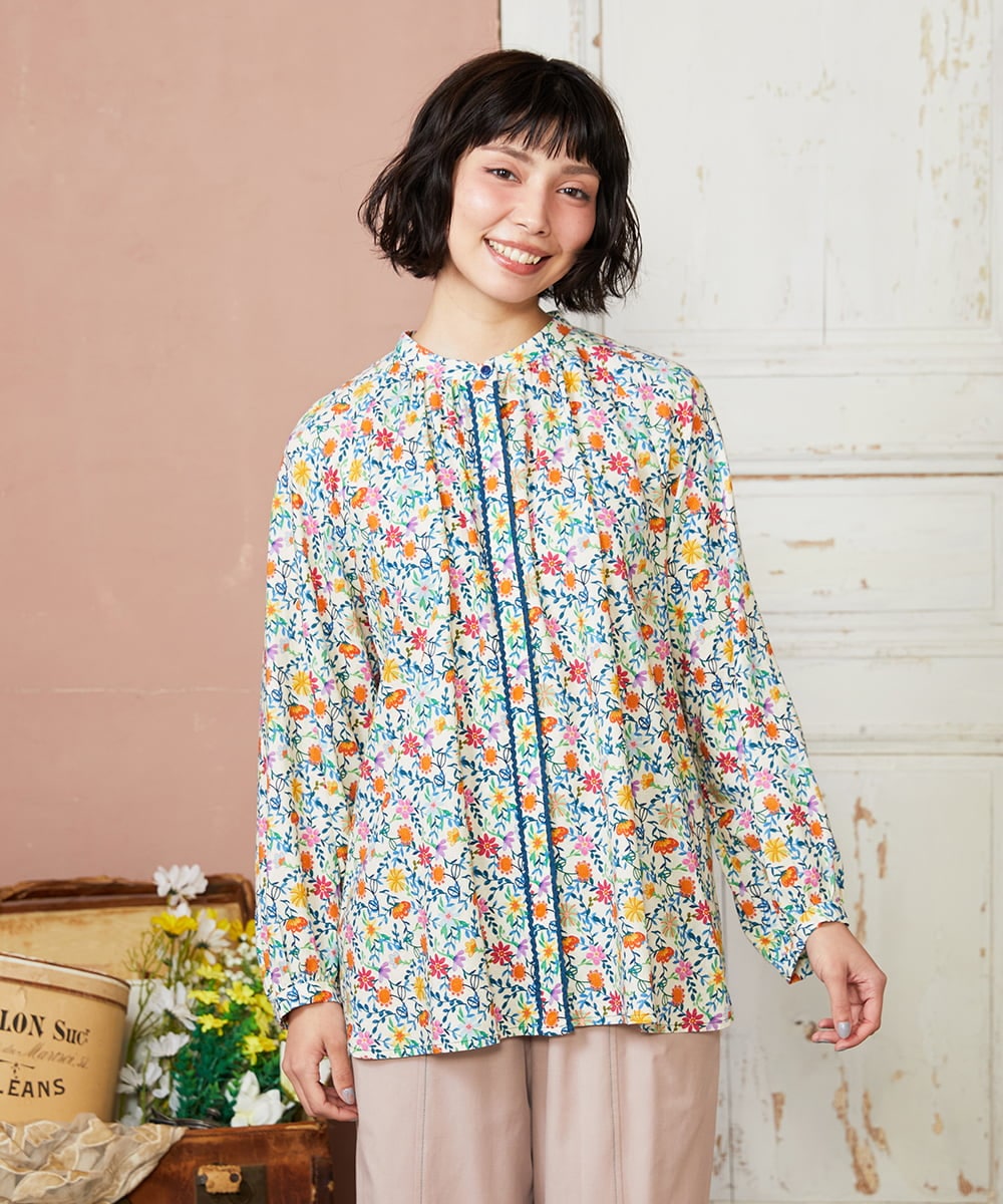 GJBFD30200 Jocomomola(ホコモモラ) 【早割10％OFF】 フラワープリントブラウス アイボリー