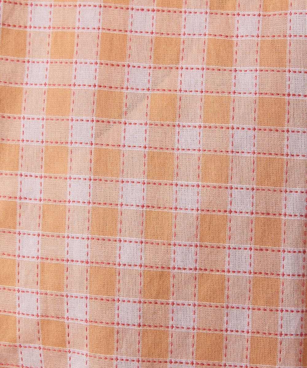 GJBFD32180 Jocomomola(ホコモモラ) Puntada ギンガムチェックブラウス オレンジ