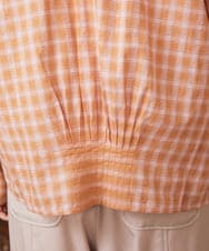 GJBFD32180 Jocomomola(ホコモモラ) 【早割10％OFF】コットンギンガムチェックブラウス オレンジ