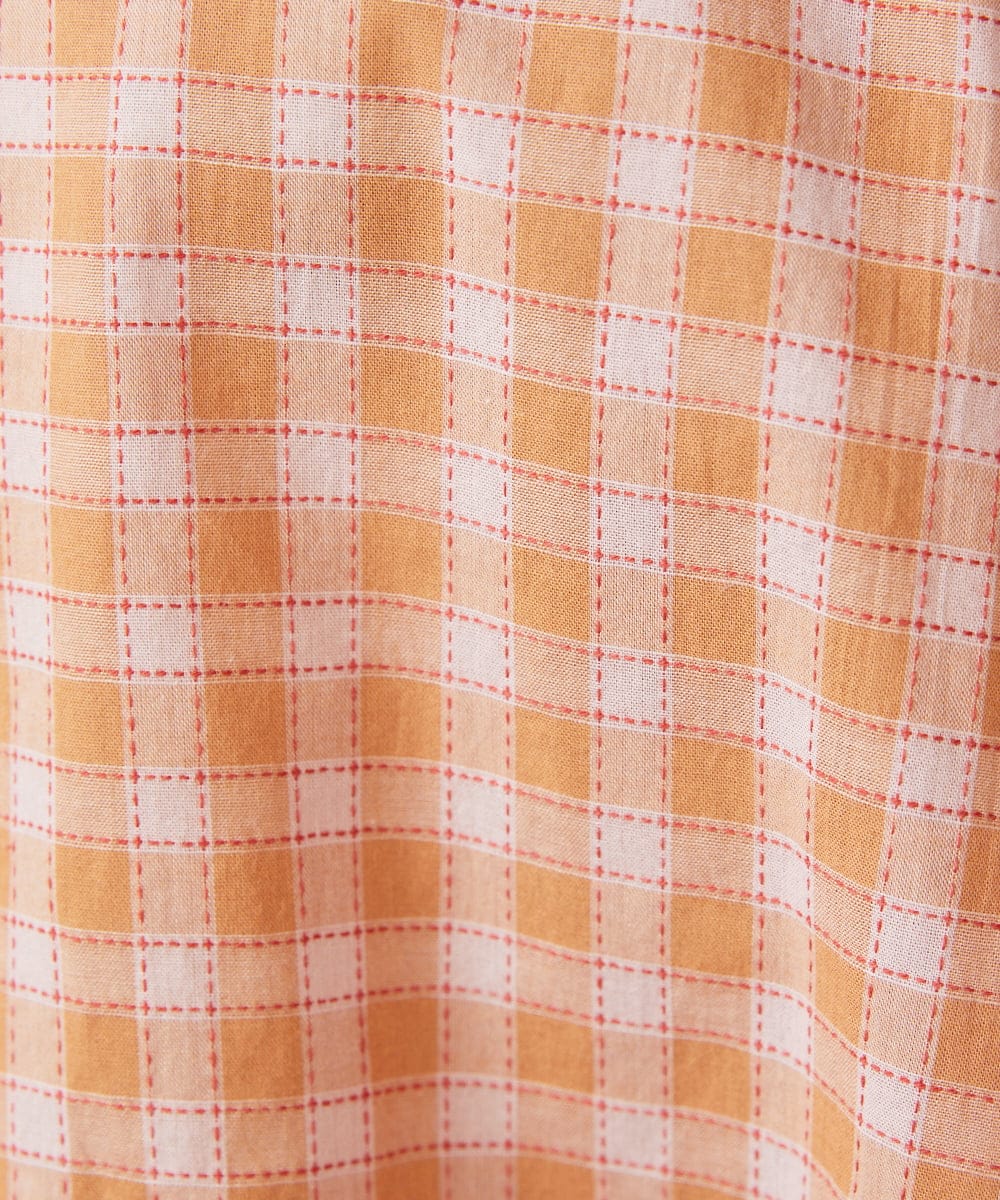 GJBFD32180 Jocomomola(ホコモモラ) 【早割10％OFF】コットンギンガムチェックブラウス オレンジ
