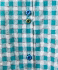 GJBFD32180 Jocomomola(ホコモモラ) Puntada ギンガムチェックブラウス ブルーグリーン