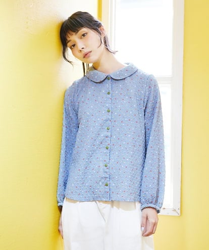 GJBFD34200 Jocomomola エンボスドットブラウス