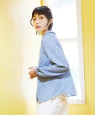 GJBFD34200 Jocomomola(ホコモモラ) エンボスドットブラウス ライトブルー