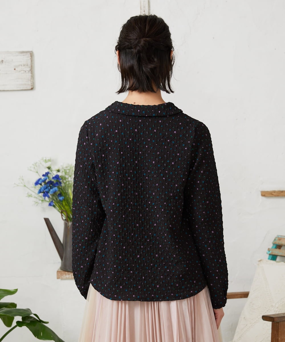 GJBFD34200 Jocomomola(ホコモモラ) エンボスドットブラウス ブラック