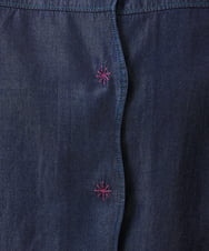 GJBFV32180 Jocomomola(ホコモモラ) テンセルデニム 刺繍ブラウス ライトブルー