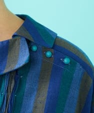 GJBGA30200 Jocomomola(ホコモモラ) Raya スモッキングストライプブラウス パープル